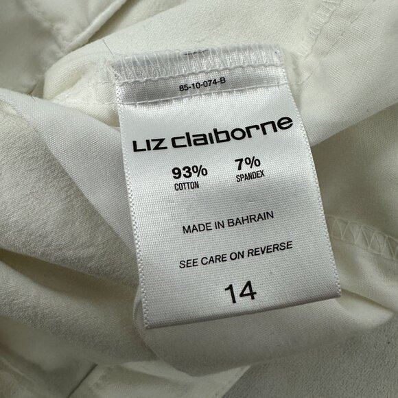 Liz Claiborne Womens White Stretch Pants Size 14 Cotton Blend - Picture 6 of 6